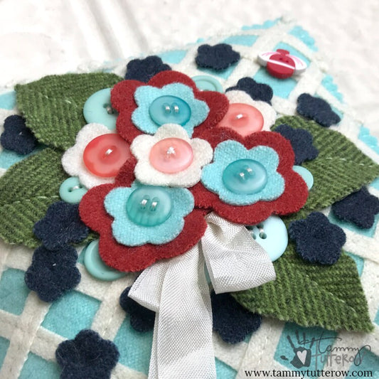 Garden Lattice Wool Applique Mini Pillow *Download*