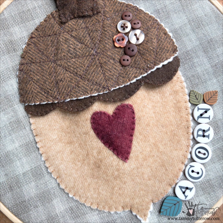 Fall Acorn Wool Appliqué Pattern *Download*